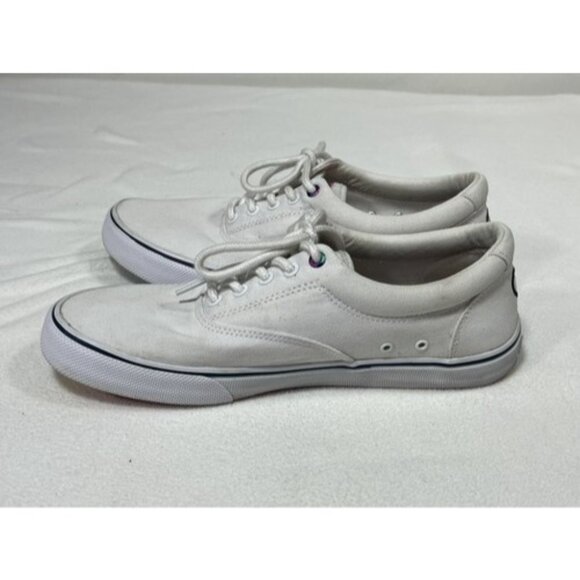 Men’s Sz 9.5 Sperry Shoes Rainbow Bottoms Peace Love LBGTQ White Pride STS23809 - Picture 10 of 14